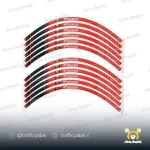 برچسب دور رینگ ژله ای موتور سیکلت هوندا قرمز مشکی