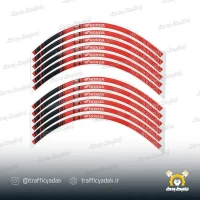 برچسب دور رینگ ژله ای موتور سیکلت هوندا قرمز مشکی
