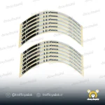 برچسب دور رینگ ژله ای موتور سیکلت هوندا سفید مشکی
